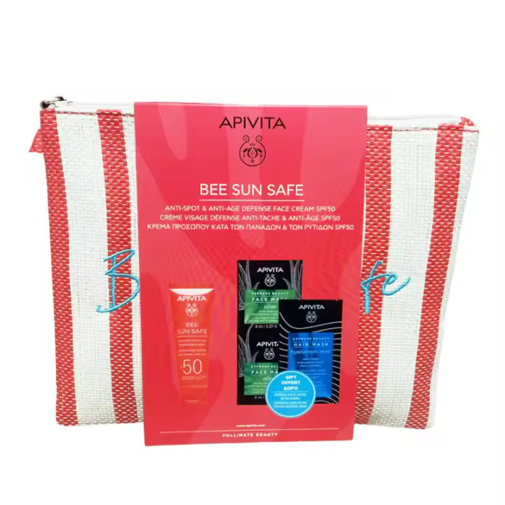 APIVITA BEE SUN SAFE NECESER BEE SUN FACE CREMA ANTIMANCHAS SPF50 50 ML + MASCARILLAS - 1