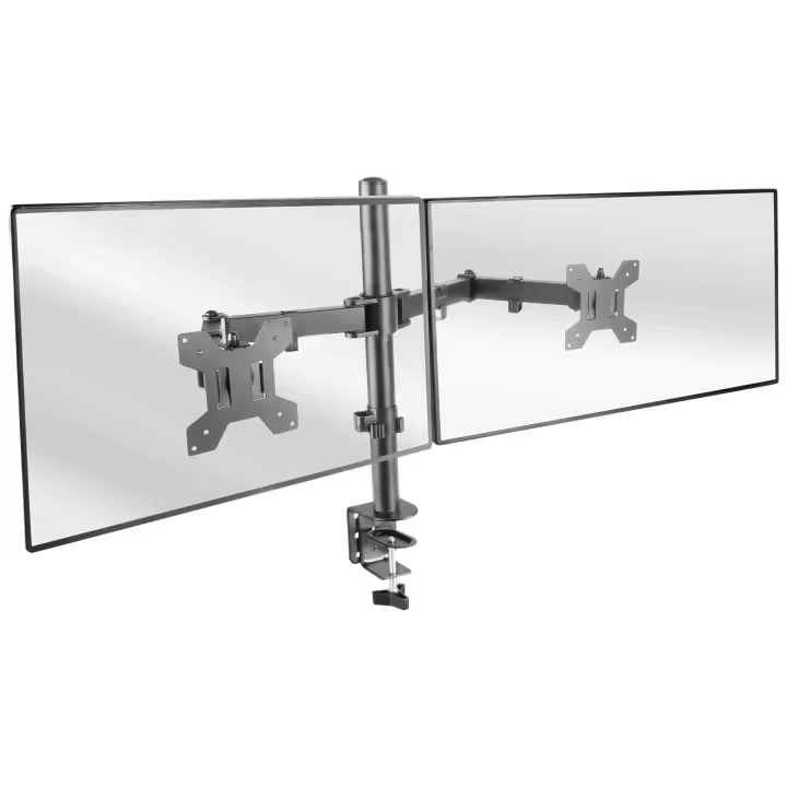 Mars Gaming MARM2, Soporte de Monitor Dual de Brazo para Pantallas Hasta 27”, Articulado y Regulable en Altura, Estructura Robusta, Compatible con VESA75 y VESA100, Soporte Doble Monitor Negro o Blanco - 1