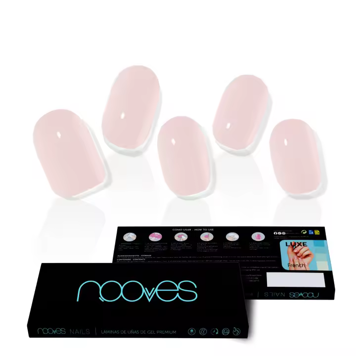 NOOVES - Láminas de Gel para UñasNatural Nude  20 uds, Uñas de Gel Semicuradas Premium, Gel Nail Stickers,Pegatinas Uñas de Gel, Incluye 1 Lima de Uñas y 1 Palito de Naranjo, Vegano - 1