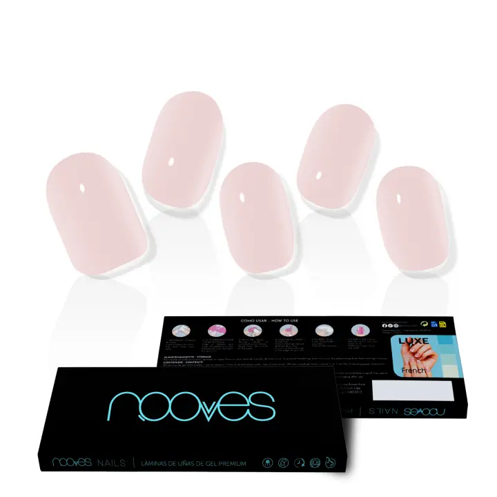 NOOVES - Láminas de Gel para UñasNatural Nude  20 uds, Uñas de Gel Semicuradas Premium, Gel Nail Stickers,Pegatinas Uñas de Gel, Incluye 1 Lima de Uñas y 1 Palito de Naranjo, Vegano - 1