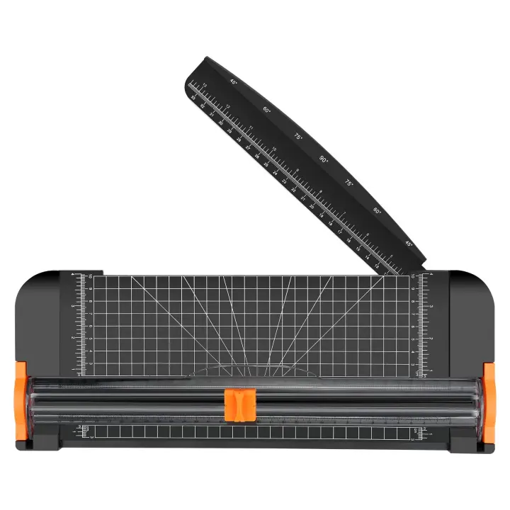 Cortadora de Papel, Guillotina de 12 pulgadas, recortadora de Papel A4 con protección de seguridad automática y Regla lateral para Cupones, Papel Artesanal y fotos (Negro) - 1