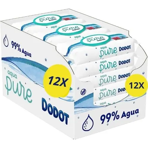 Toallitas DODOT Aqua Pure con 99% Agua Purificada - Sin fragancia ni aditivos químicos - Pack AHORRO 576 Toallitas (12x48) - 1