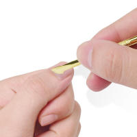2-Way Golden Cuticle Pusher Herramienta De Cuidado De Uñas Y Pies Eliminador De Piel Muerta Acero Inoxidable Tamaño S - details 1