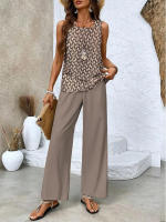 Conjunto De Chifón Para Mujer Sin Mangas Y Pantalones Estampado De Moda Verano Suave Y Cómodo Tejido Ligero Y Transpirable - details 7