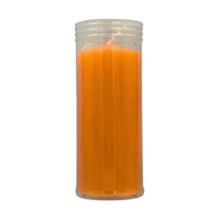 VELÓN NARANJA 15x6cm 3 DÍAS: BUENA ENERGÍA, ALEGRÍA Y CORAJE - KARMA | Vela Especial para Atraer las Buenas Energías, Limpieza Energética - 1