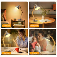 Aigostar Lámpara de Escritorio Retro con Brazo Articulado Giratorio, Flexo Escritorio Vintage E27, Lámpara de Mesa Ajustable de Madera para Oficina, Sala, Estudio y Dormitorio - Blanco - details 6