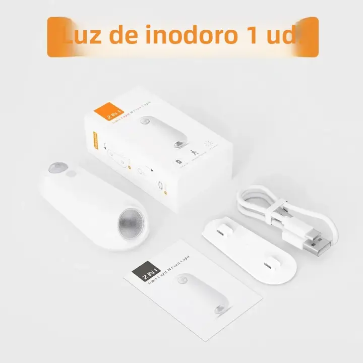Luz De Sensor De Movimiento Para Inodoro RGB Cambiante Recargable LED Para Decoración De Baño Y Escaleras Luz Nocturna Rectangular Incluye Batería - 1