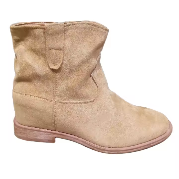 Botines de Mujer, Antelina Negros, Camel, Beige, Verde, Cuña baja interior Cómodos, camperas punta redonda, Forrado Pelo - 1