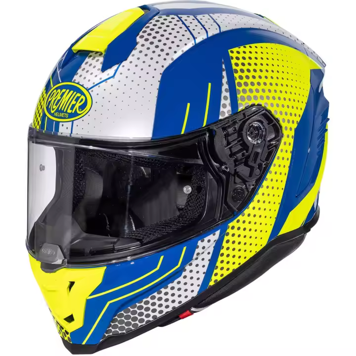 Casco Integral Premier hyper bp12 blanco azul amarillo - 1