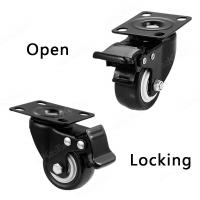 Ruedas Giratorias Negras De Alta Resistencia Para Muebles 2 Piezas 1.5 Pulgadas Y 2 Pulgadas Freno Plano Material PP Para Silla De Oficina Y Mobiliario - details 4