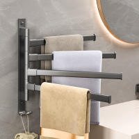 Soporte De Toalla De Baño Rotativo Estante De Cocina Soporte De Pared Aluminio Espacioso 2/3/4 Barras De Toalla Montado Por Si Mismos - details 3