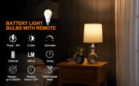 Bombilla LED Recargable Con Control Remoto E27 Batería Operada Sin Cable Dimmable Con Timer Para Lámparas 2200mAh - details 7