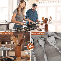 LMETJMA Set De Utensilios De Cocina De Madera Teak Natural 10 Piezas Incluye Cuchara Y Espátula Para Cocinar Y Hornear JT503 - details 7
