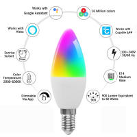 Bombilla LED De Vela Inteligente WiFi Dimmable RGBCW E12 E14 Control Por APP Siri Alexa Google SmartThings Voz Sin Descoloración - details 2