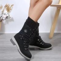 Botas De Media Caña Para Mujer Invierno 2024 Zapatos Casuales Con Cierre De Cremallera Tacón Cuadrado Plataforma Mediana Botas Exteriores Resistentes Al Agua - details 2
