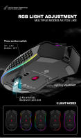 Ratón Gaming Wireless USB 2.4G RGB Luz Honeycomb Recargable BM600 Para PC Laptop Notebook Mouse Despacho Cute Para Jugador - details 7