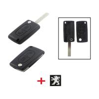 BARAC Llave Mando Carcasa de 2 Botones CE0523 VA2 liso para Peugeot 206 107 307 308 407 807 para llavero con insignia - details 0