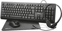 Trust Primo Home Office Set Pack Teclado + Ratón + Auriculares + Alfombrilla Negros - details 0
