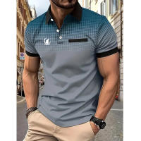 Camisa Polo Para Hombre De Diseño Gradiente Y Manga Corta Estilo Casual Para Verano Cierre Con Botones Top Transpirable - details 2