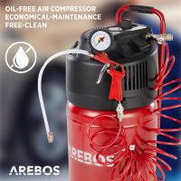 AREBOS Compresor de Aire Comprimido Portátil - 30L - 1500W - Sin Aceite - details 7