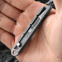 Cuchillo De Push Mini De Aleación De Titanio Utilidad Multiusos Para Desempaquetar Y Cortar Papel Herramienta Portátil De Exterior Con Cadena De Llaves - details 2