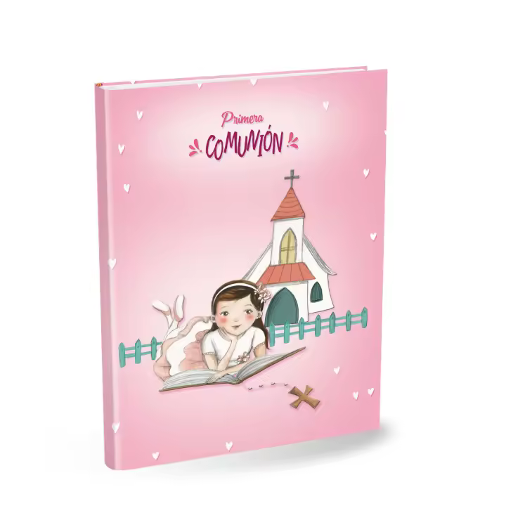 Libro de Comunión Edima niña tumbada con pegatinas surtidas - 1