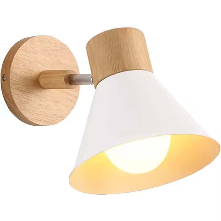 Aplique de pared interior moderno E27 Aplique de pared industrial Aplique de pared de madera ajustable Decoración de dormitorio - 1