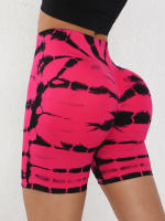 Shorts De Yoga Para Mujer Sin Costuras Con Diseño Tie-Dye Levanta Caderas Y Aplanador De Abdomen Shorts Deportivos Para Gimnasia Y Ciclismo - details 1