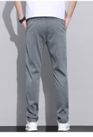 Pantalones Casuales Para Hombre Lyocell Fibra Verano Malla Suave Transpirable Elástica Slim Straight Negro Gris Talla Media - details 11