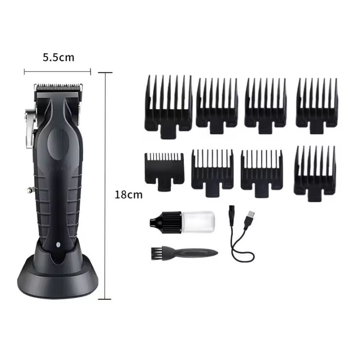Cortadora de pelo eléctrica KM-2296 con base, cortadora de pelo eléctrica, cortadora de pelo con cabezal de aceite USB, cortadora de pelo para peluquería - 1