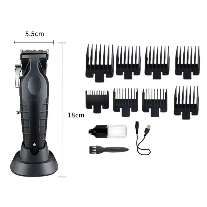 Cortadora de pelo eléctrica KM-2296 con base, cortadora de pelo eléctrica, cortadora de pelo con cabezal de aceite USB, cortadora de pelo para peluquería - 1