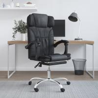vidaXL Silla de oficina reclinable masaje cuero sintético en color Negro/Blanco/Marrón y más | cómodas modernas ergonómicas para comedor cocina salón hogar - details 0