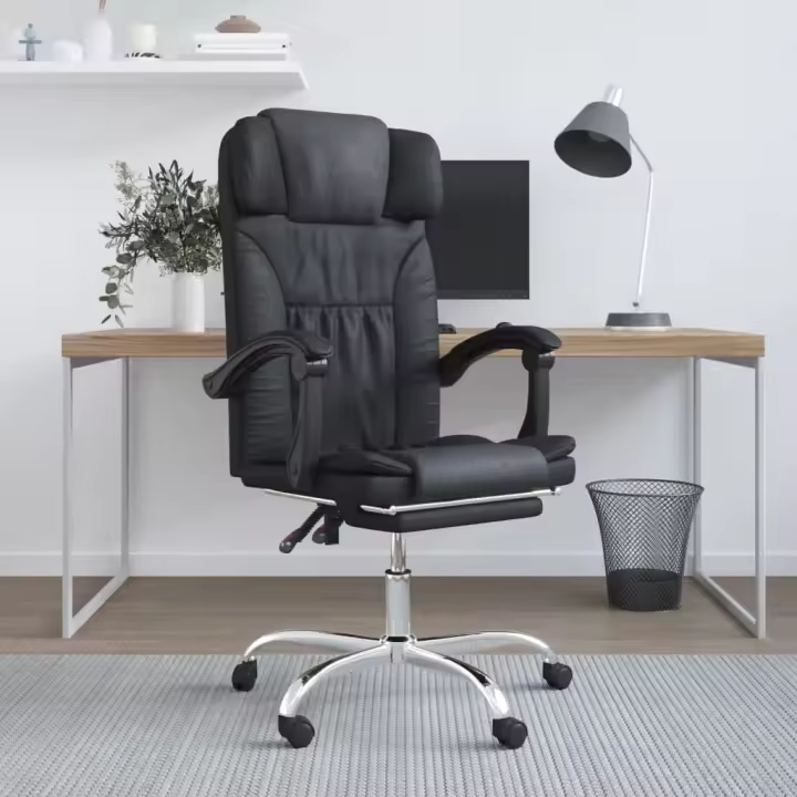 vidaXL Silla de oficina reclinable masaje cuero sintético en color Negro/Blanco/Marrón y más | cómodas modernas ergonómicas para comedor cocina salón hogar - 1