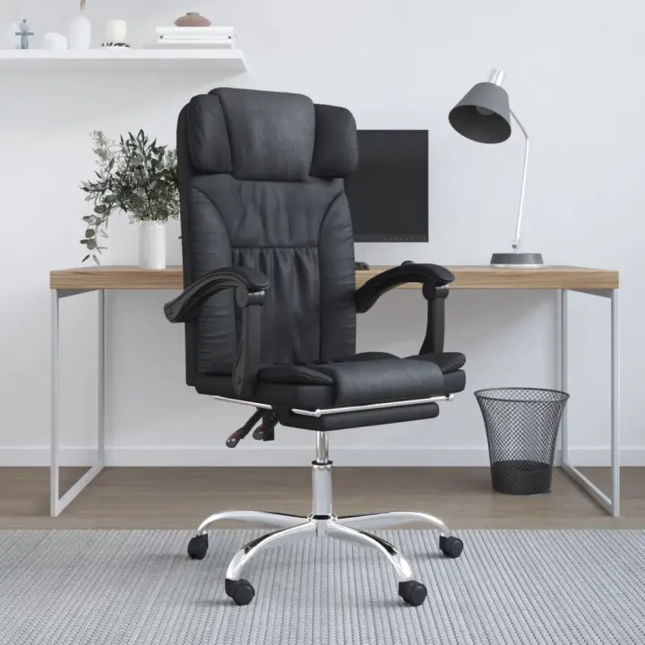 vidaXL Silla de oficina reclinable masaje cuero sintético en color Negro/Blanco/Marrón y más | cómodas modernas ergonómicas para comedor cocina salón hogar - 1