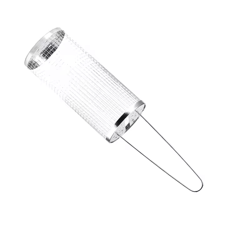 Cesta De Asado En Acero Inoxidable Para Camping Y Exterior Malla Redonda Para BBQ En Campamento Cesta De Barbacoa Portátil Con Ruedas - 1
