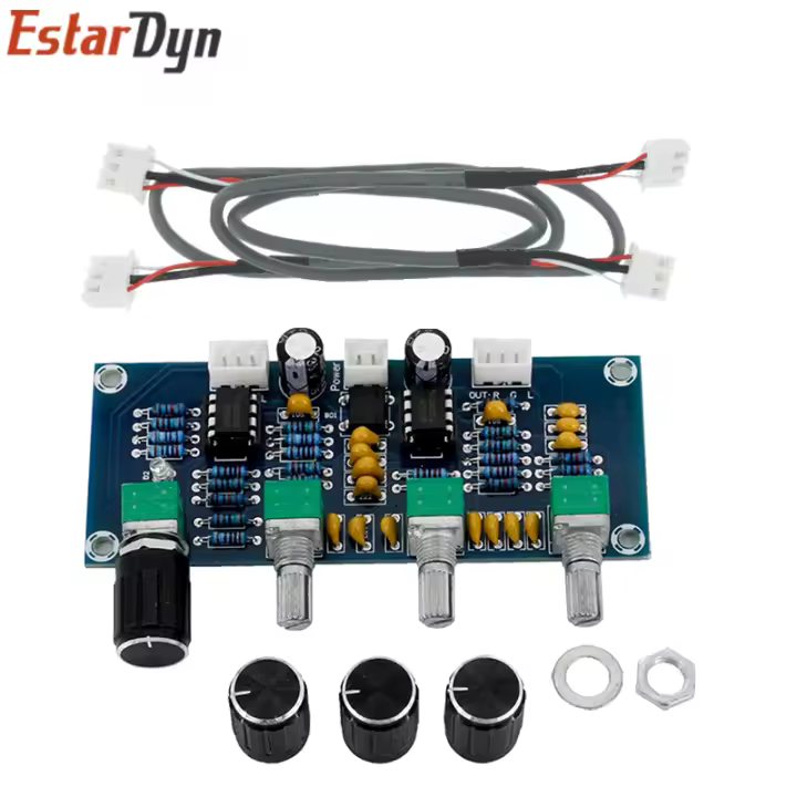 Placa De Sonido XH-A901 NE5532 Pre-amplificador Con Ajuste De Treble Y Bajo Volumen Control De Tono Para Amplificador Regulador De Voltaje DIP - 1