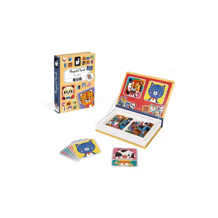 Janod MAGNETIC BOOK ANIMALES - Juego Educativo de Imanes para Construir Animales - Certificado FSC - 1