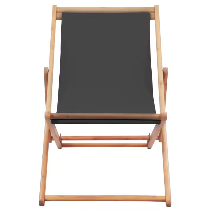 Silla de Playa plegable de Tela y Estructura de Madera Gris - 1