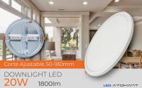 LED ATOMANT Placa Downlight LED Circular Plana 20W 1800 lúmenes para techo empotrable, foco LED de bajo consumo, corte ajustable de 50-180 mm, ideal para cocina, baño, pasillo o comercio, instalación sencilla y diseño ultrafino - details 0