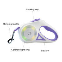 Correa Retráctil para Perros Beige Púrpura 3 Metros/9,8 Pies - Mango Ergonómico - Luz LED - details 2