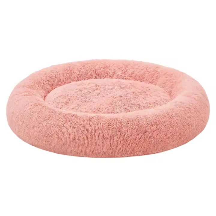 Feandrea Cama de Perros, Cama para Perros, Cojín Central Extraíble y Lavable, Alfombra de Felpa Suave y Mullida, 120 cm de Diámetro, Gris Ombré/Gris Oscuro/Rosa - 1