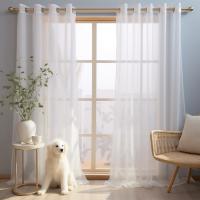 Panel De Cortinas Semi Transparentes Blancas/Oscurecidas Para Niños Para Sala De Estar Y Dormitorio Con Bolso Para Percha Voile De Fiesta - details 10