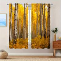 2pcs Cortina De Ventana Con Estampado De Arce Amarillo Para Decoración Del Hogar Tratamiento De Ventana Para Dormitorio Oficina Cocina Sala De Estar Y Estudio - details 6