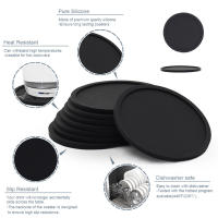 6PCS Silicone Coasters Set Copos De Siêu Goma Para Taza De Café Redondos Con Soporte Accesorios De Mesa Antideslizantes Ecológicos - details 6