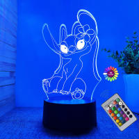 Lámpara De Noche Disney's Lilo & Stitch Con Control Remoto Y Toque Inteligente Decoración De Habitación Regalo De Cumpleaños San Valentín Navidad - details 0