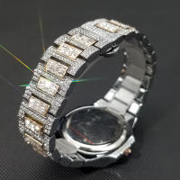 Reloj De Pulsera De Cuarzo Para Hombre MISSFOX Clásico Lujo Con Diamantes Full En Plata Acero Inoxidable Resistente Al Agua Y Shock - details 24