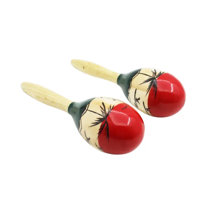 Paquete De 1 Par De Maracas De Madera Colorida Instrumentos De Percusión Para Fiesta Infantil Juguete De Agarre Para Bebés - 1