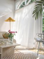 Cortina Adhesiva Semi-oscurecedora 1pc Instalación Sin Perforar Blanca Para Balcones Dormitorio Ventana De Baía Material De Poliéster - details 5