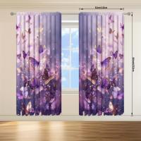 2pcs Cortina De Pintura De Mariposa Morada Para Decoración Del Hogar Tratamiento De Ventana Para Dormitorio Oficina Cocina Sala De Estar Con Bolso De Percha - details 15