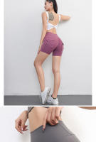 Shorts De Fitness Para Mujer Con Bolsillos Pantalones Cargo Terciopelos Yoga Estilo Verano Secado Rápido Butt Peaches - details 11